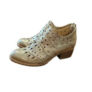 Sonoma Vitalize Ortholite Gold Cutout Ankle Booties Size 8 Western Boho Maximali